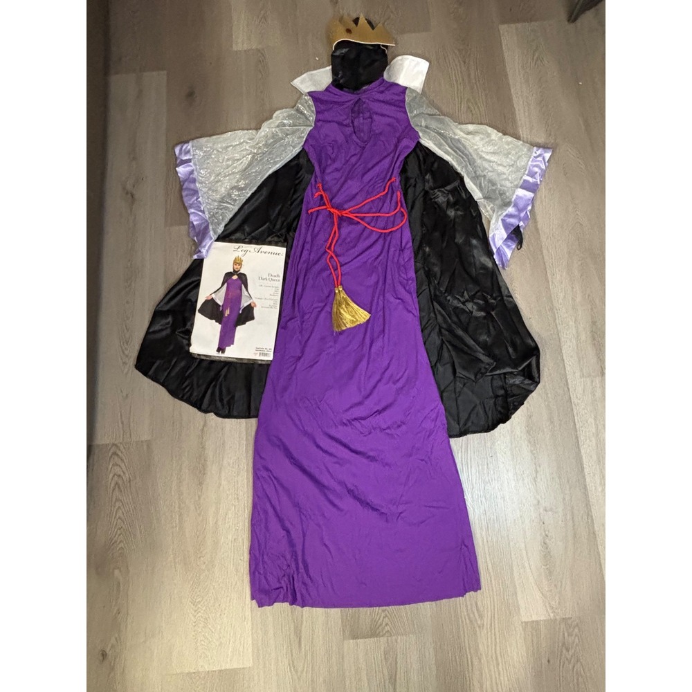 Leg Avenue Deadly Dark Queen Costume 4pc Set Purple Dress Cape Crown 85633 M/L - Picture 11 of 14